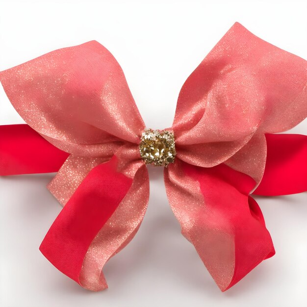 Photo red gift ribbon bow ai generated