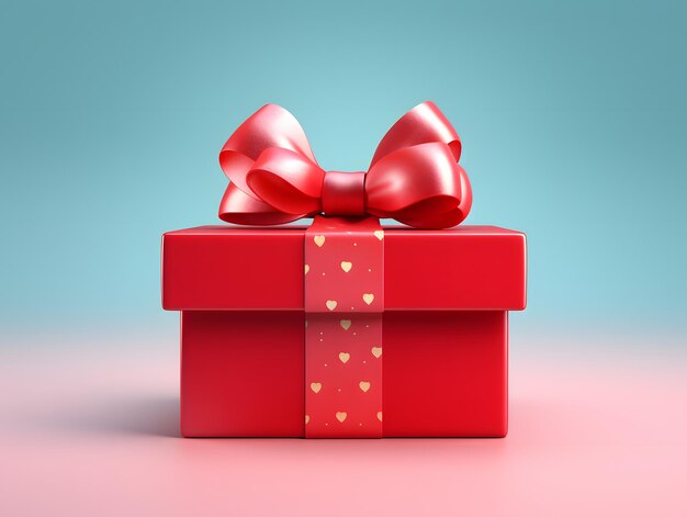 Photo a red gift with gold dots and a red bow