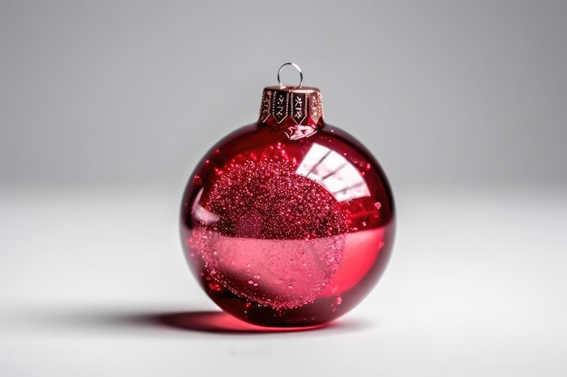 Red Glass Ball For Christmas Tree On White Background Generative AI