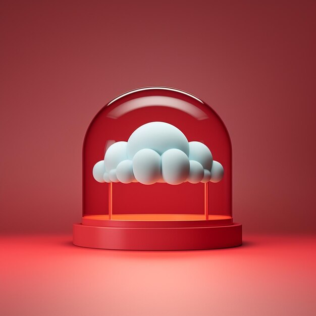 a red glass dome with clouds in it