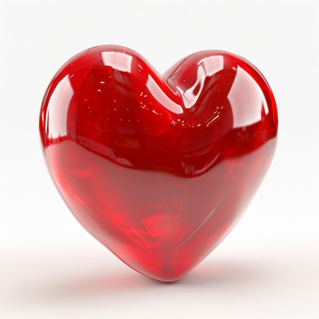 Red glass heart on white background romanticism glass heart sculpture glass heart glass heart