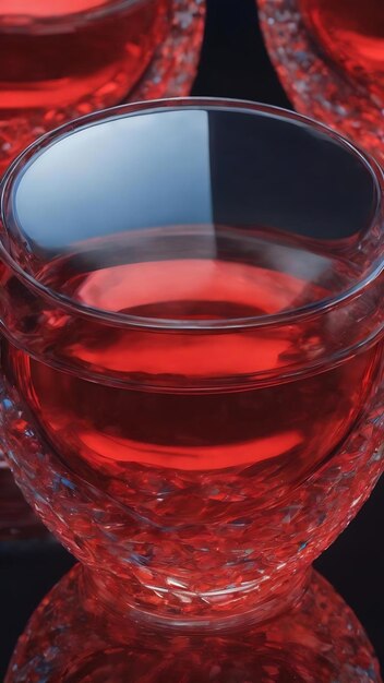 A red glass with a blue lense and a red lense