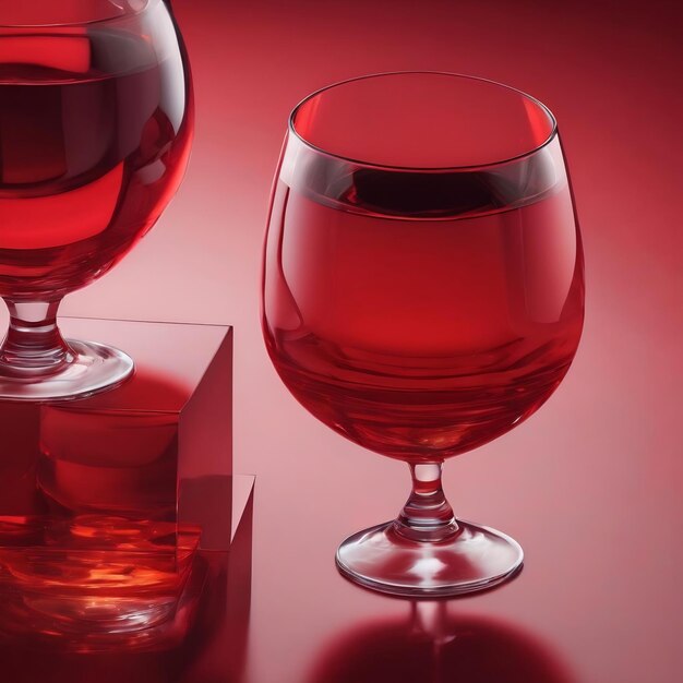 A red glass with a red background