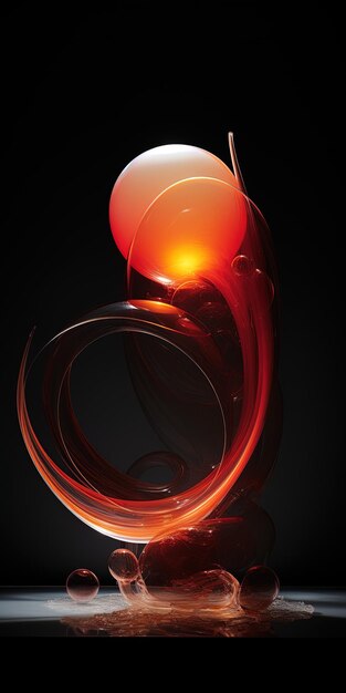 a red glass with a yellow light on it