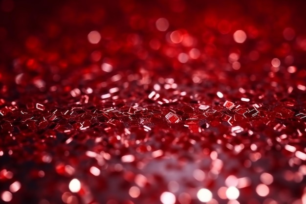 A red glitter is on a table with the word love on it.