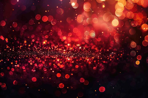 Red glitter vintage lights background defocused