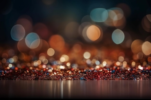 Red glitter vintage lights background defocused