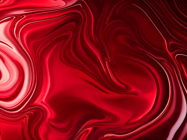 Red glossy liquid marble pattern monochromatic background image