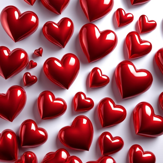 Фото Красная блестящая форма сердца, изолированная на цветном фоне с эффектом отражения