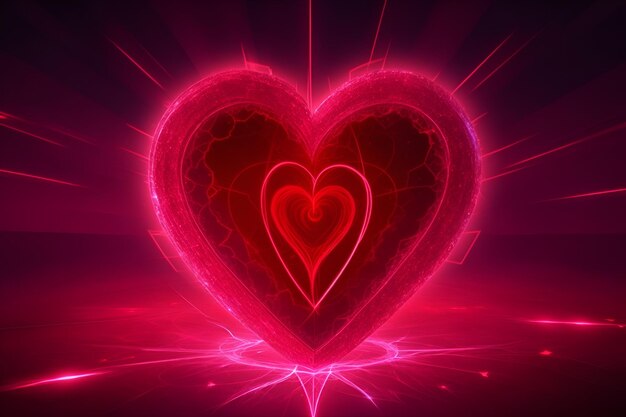 Red glowing heart shape abstract background