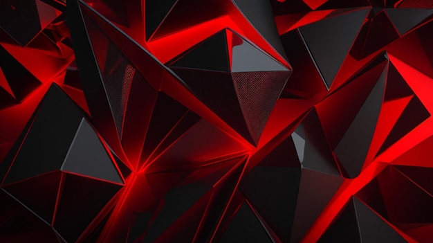 Red Glowing LowPoly Mesh on Black