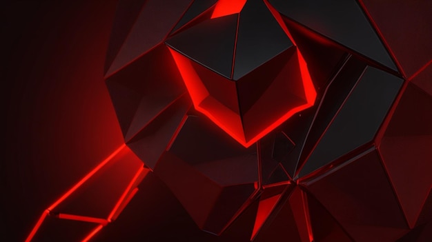 Red Glowing LowPoly Mesh on Black