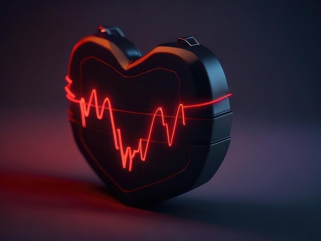 Red glowing neon heart pulse