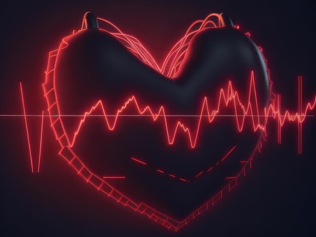 Red glowing neon heart pulse