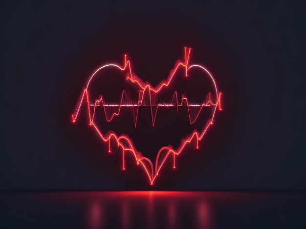 Red glowing neon heart pulse