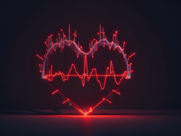 Red glowing neon heart pulse