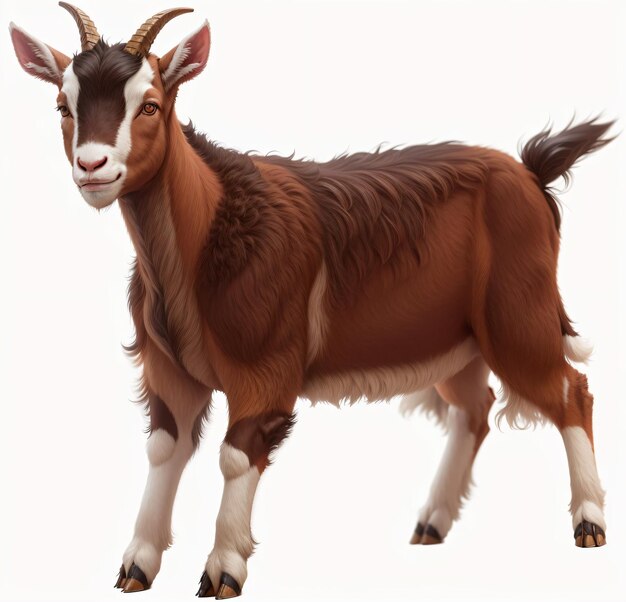 Red goat with a white background