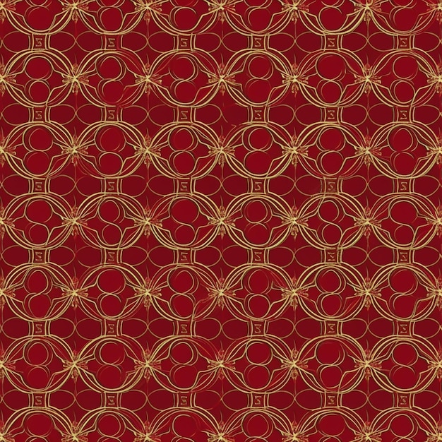 A red and gold abstract background with circles and stars generative ai