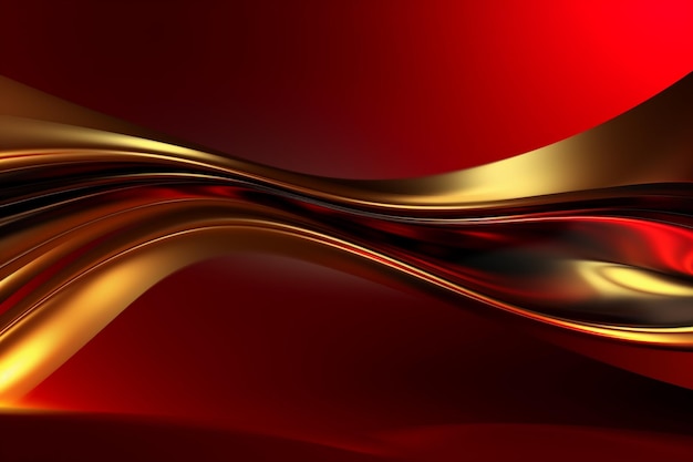 Red and gold background with a gold wave