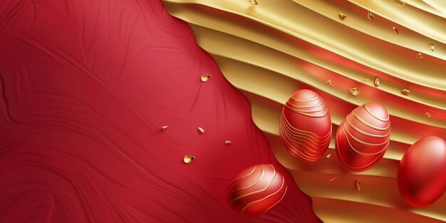 Photo red and gold background with hearts generative ai