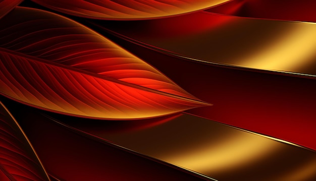 Red and gold background with a leaf pattern