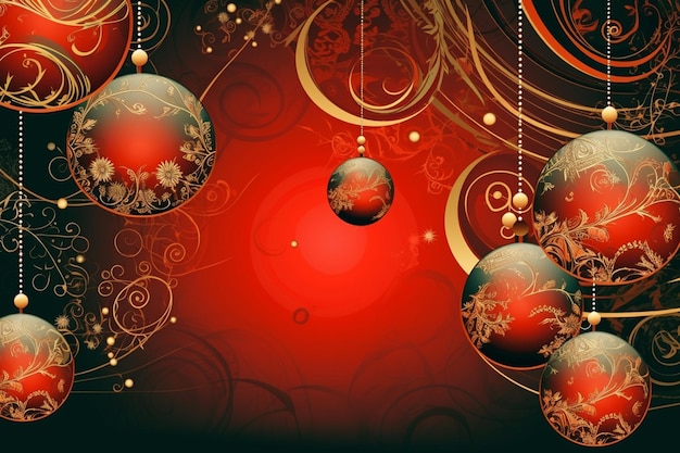 A red and gold background with ornaments and swirls