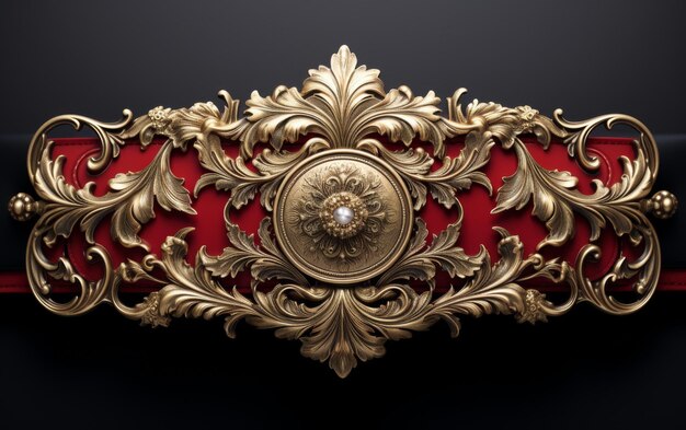 Photo red and gold belt with gold buckle