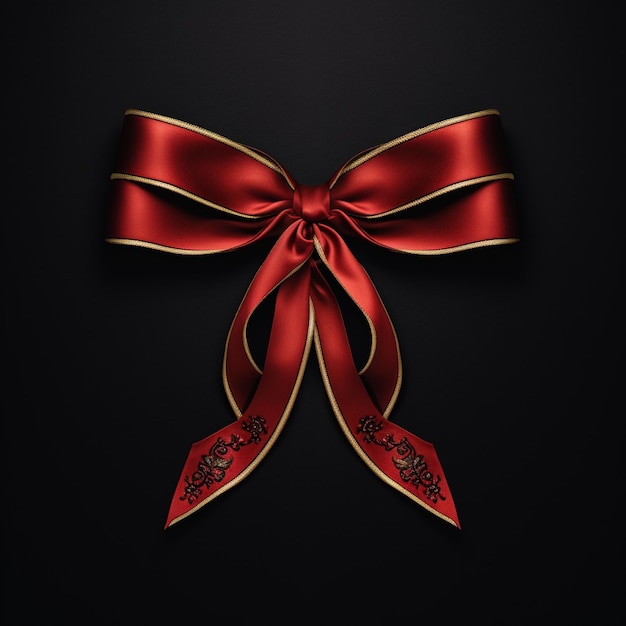 red and gold bow on a black background