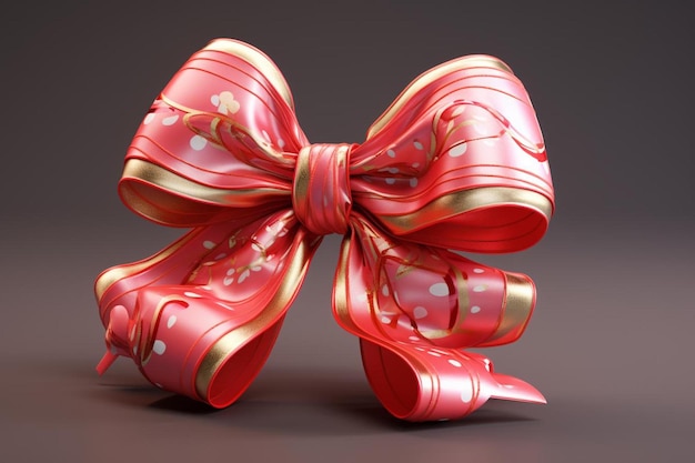 a red and gold bow with a gold ribbon.