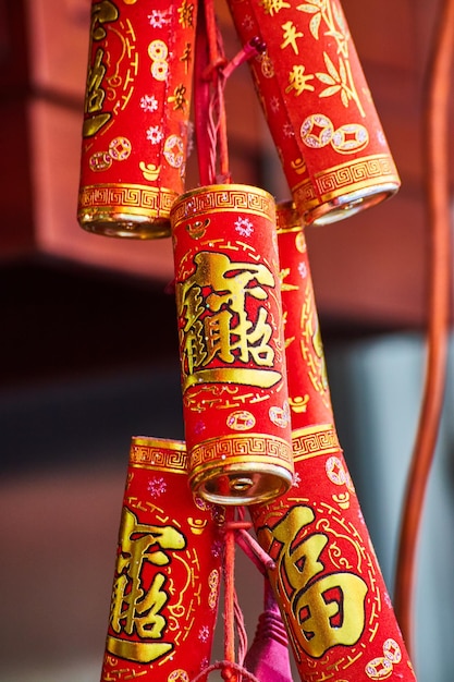Red and gold Chinese New Year firecracker rope