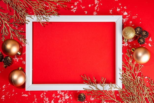 Photo red gold christmas background