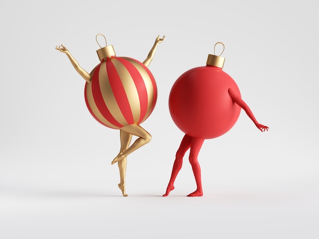 Red and gold christmas ball mannequin legs dance