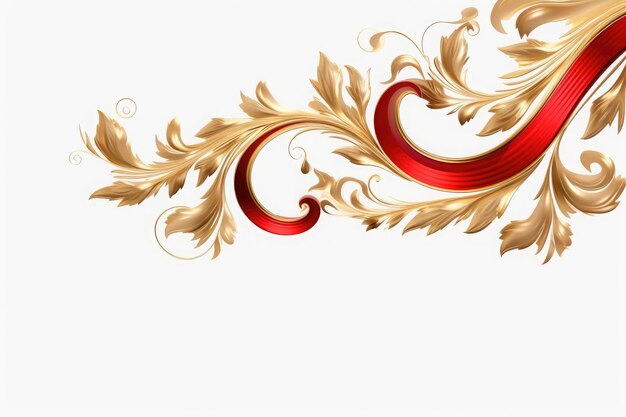 A Red and Gold Decorative border flowers Generative AI