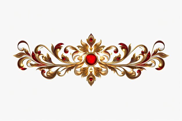 Photo a red and gold decorative border flowers generative ai