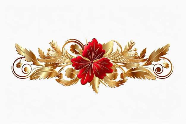 Photo a red and gold decorative border flowers generative ai