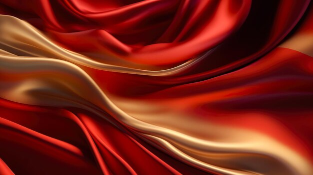 A red and gold fabric with a wavy pattern.