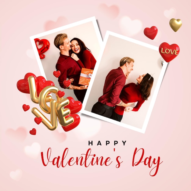 Photo red gold happy valentine day instagram post