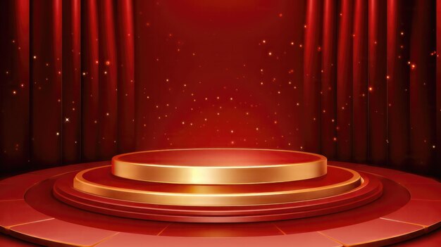 Red gold pedestal background with decorations