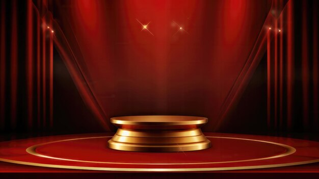 Red gold pedestal background with decorations