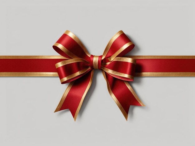 red and gold ribbon bow on white background