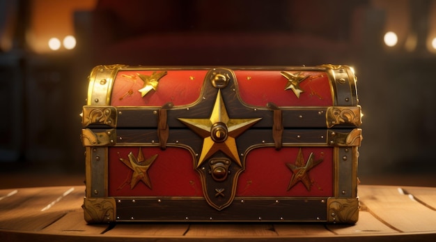 a red and gold treasure chest