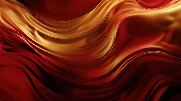 Red and gold waves in a dark background