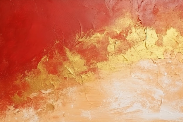 Red and golden chinese background art oil and acrylic smear blot canvas painting wall