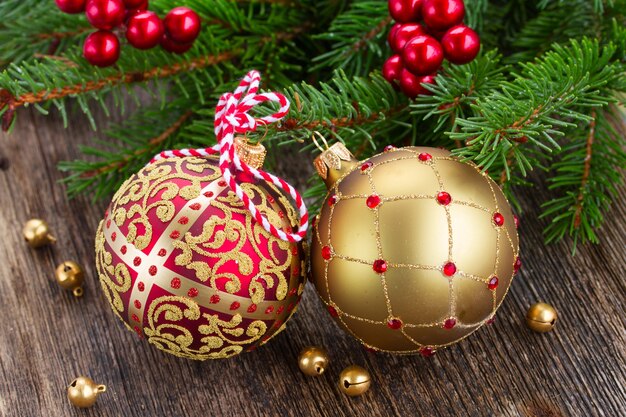 Red and golden christmas balls