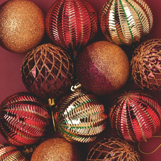 Red and golden Christmas baubles