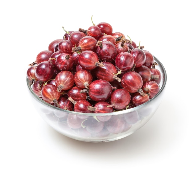 Red gooseberries isolated on white background with clipping path