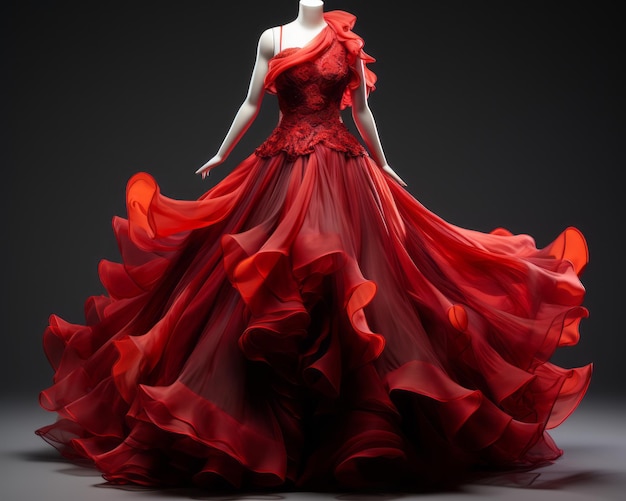 a red gown on a mannequin