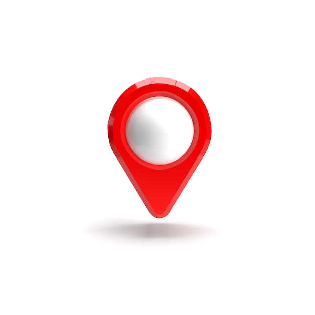 Red GPS pointer. Red map pointer. isolated. three-dimensional rendering. 3d render illustration.