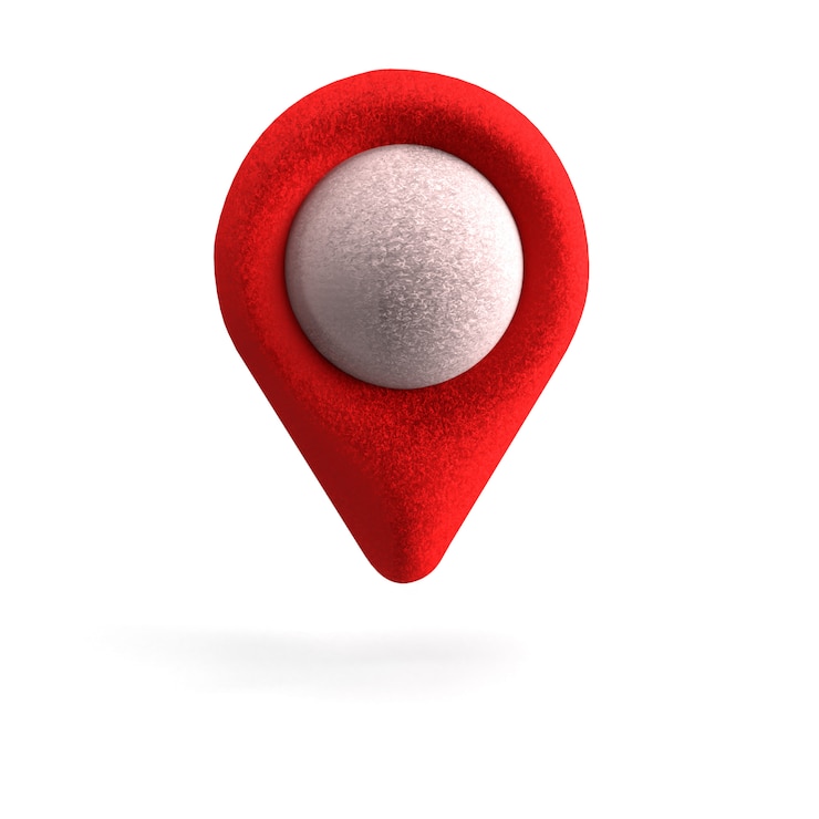 Photo red gps pointer. red map pointer. isolated. three-dimensional rendering. 3d render.