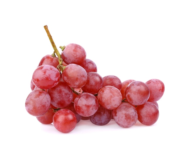 Red grape. Grape branch isolated on white.